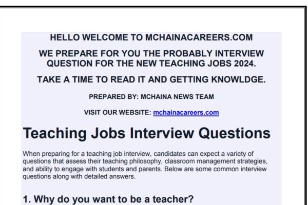 Teaching Jobs Interview Questions 2024