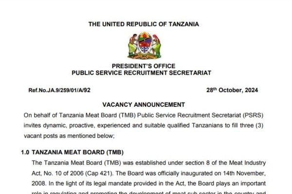 Tanzania Meat Board (TMB) Jobs October 2024