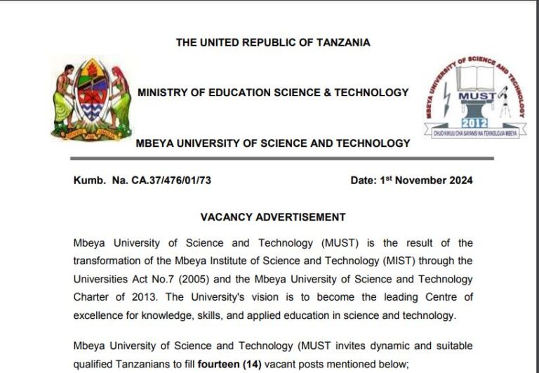 MUST University Job Vacancies Tanzania 2024